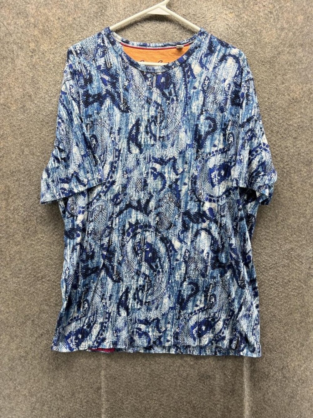 Robert Graham Shirt Mens Large Blue Animal Print Tee Crewneck Cotton Casual